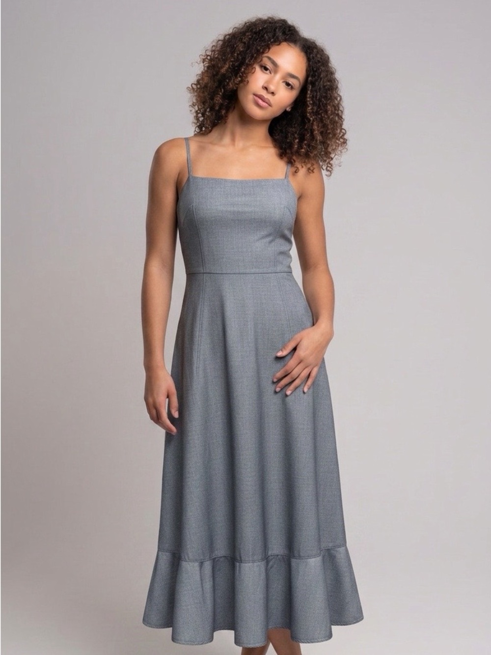 Vintage denimGAP Square-Neck Midi Dress with Ruffle Hem